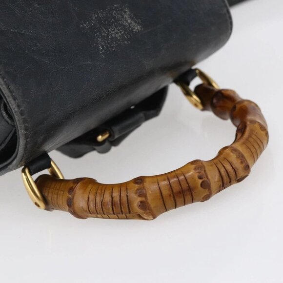 GUCCI Bamboo Backpack Leather Black Gold 003 1956 0030 Auth ka167 main image 5